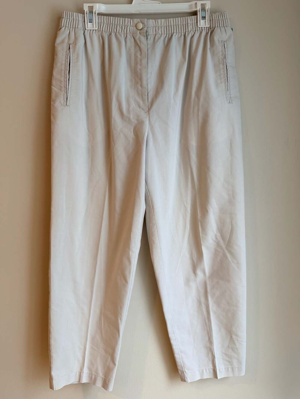 Karen Scott Women's Off-White Elastic Waist Pull-On Cotton Blend Pants Size 12 S